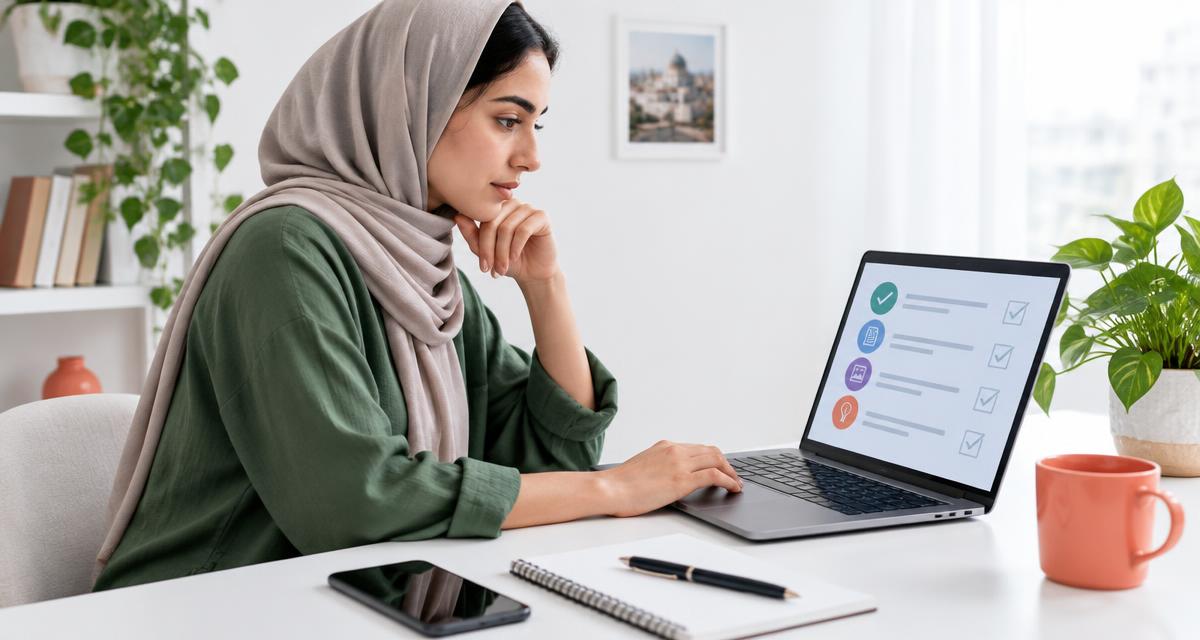 صانعة محتوى تراجع شروط فرصة عمل على حاسوبها